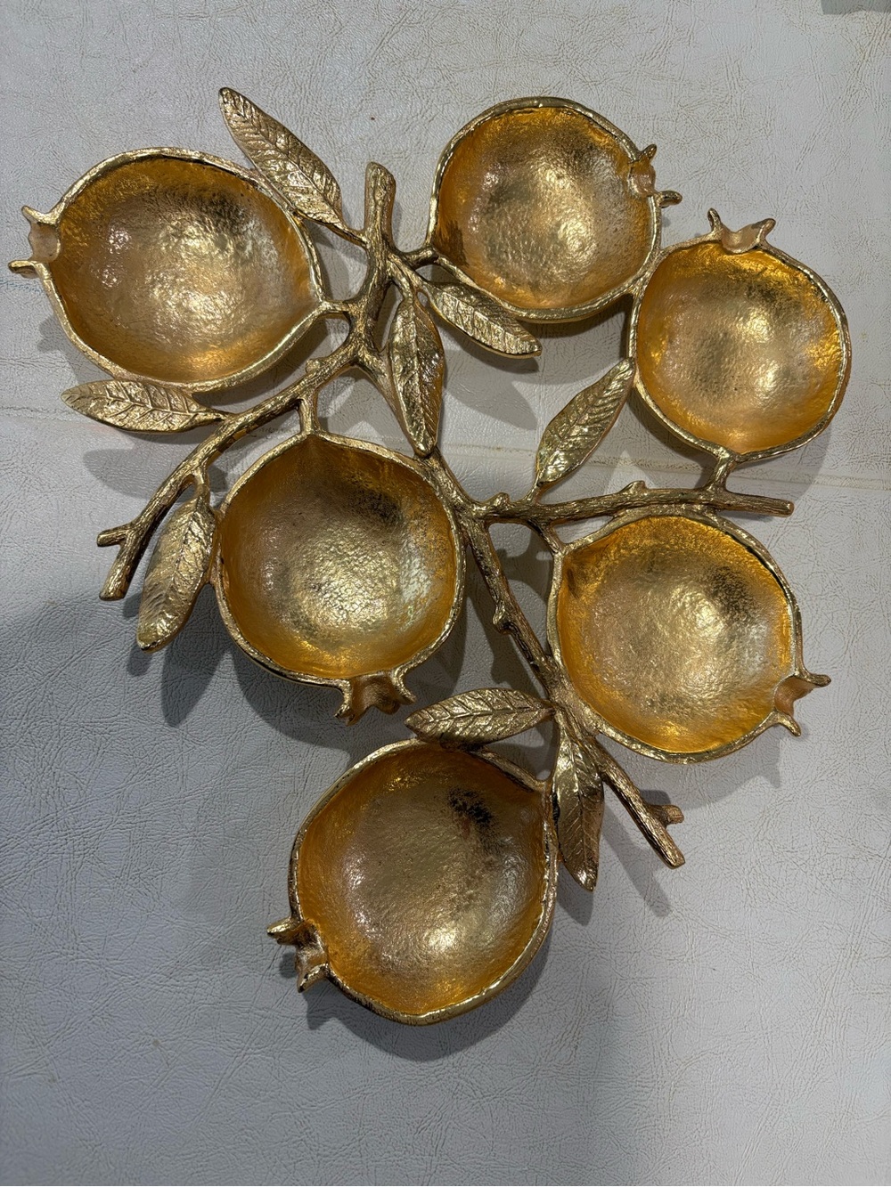 Michael Aram Gold Pomegranate Leaf Divided Serving Dish